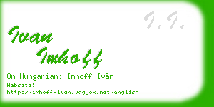 ivan imhoff business card